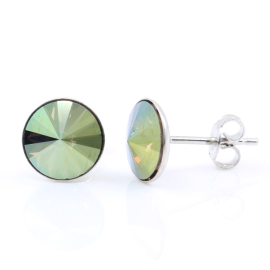 Cercei cu cristale rivoli Swarovski de 8mm Iridescent Green, argint 925 rodiat