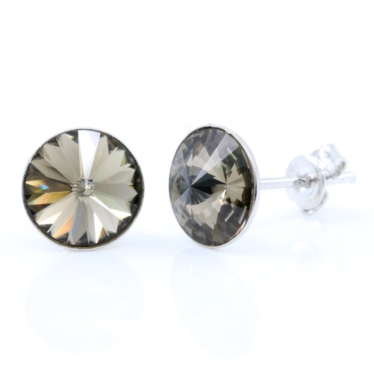 Cercei cu cristale rivoli Swarovski de 8mm Silver Shade, argint 925 rodiat