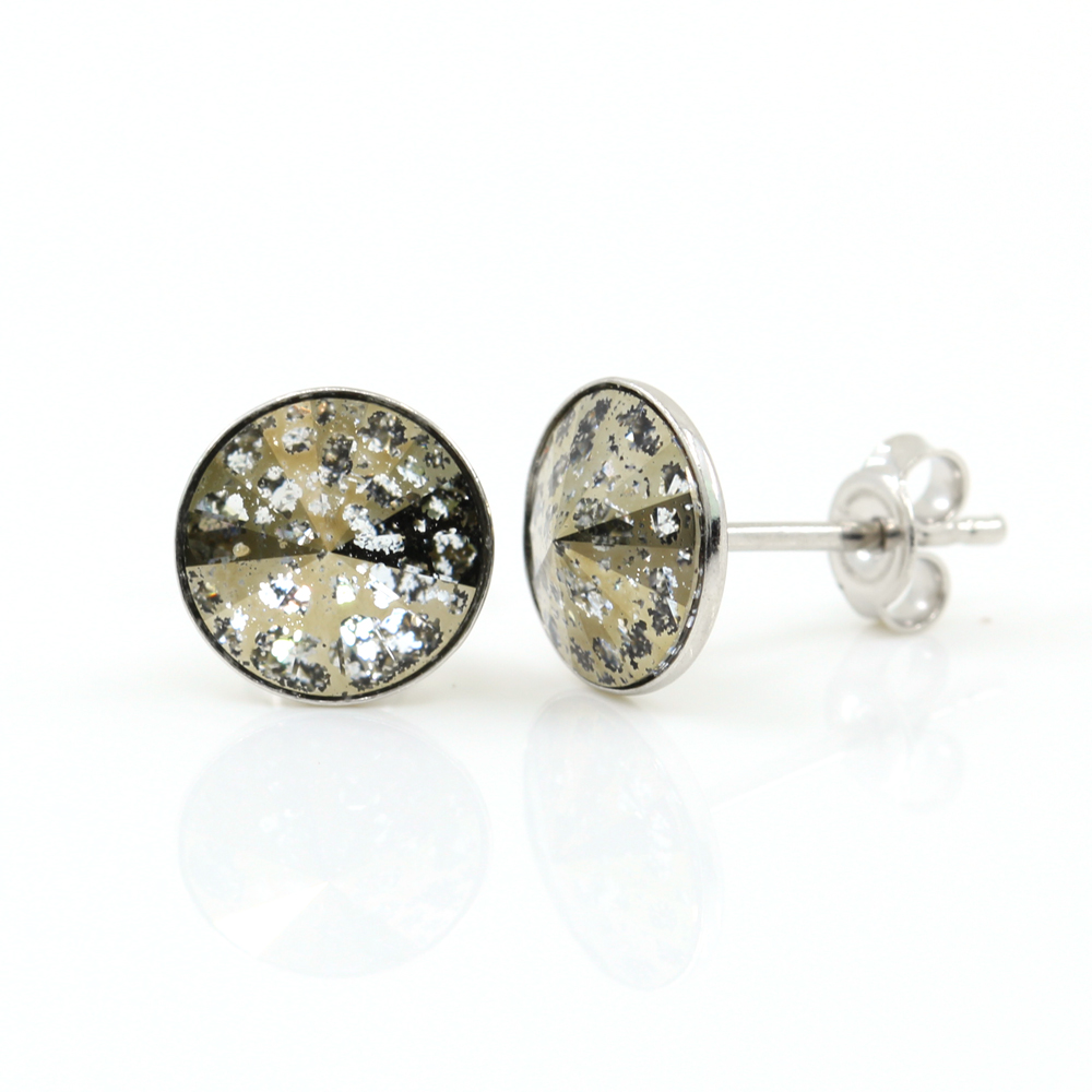 Cercei cu cristale rivoli Swarovski de 8mm Gold Patina, argint 925 rodiat