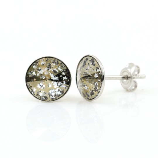 Cercei cu cristale rivoli Swarovski de 8mm Gold Patina, argint 925 rodiat