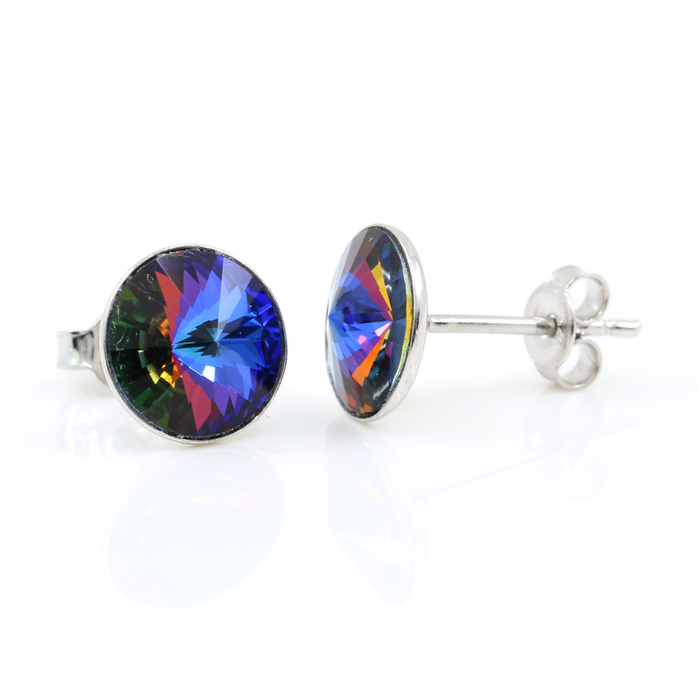 Cercei cu cristale rivoli Swarovski de 8mm Volcano, argint 925 rodiat