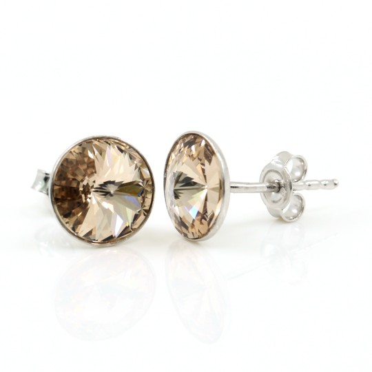 Cercei cu cristale rivoli Swarovski de 8mm Light Silk, argint 925 rodiat