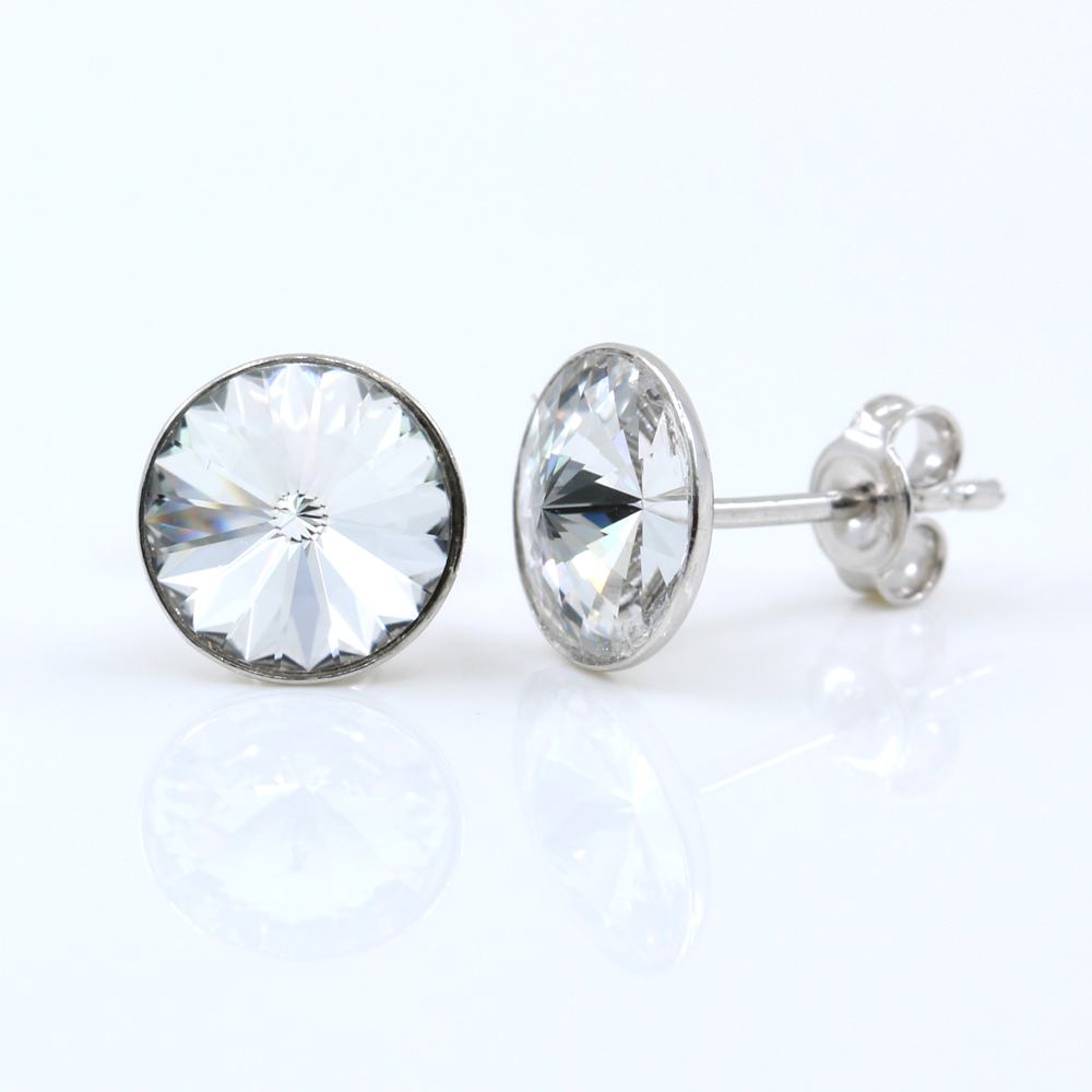 Cercei cu cristale rivoli Swarovski de 8mm Crystal, argint 925 rodiat
