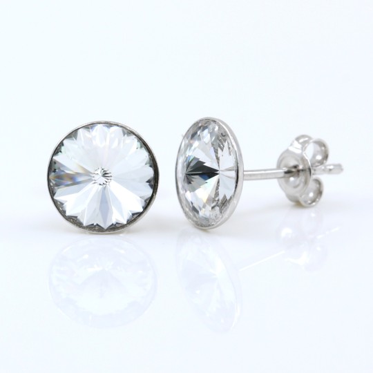 Cercei cu cristale rivoli Swarovski de 8mm Crystal, argint 925 rodiat