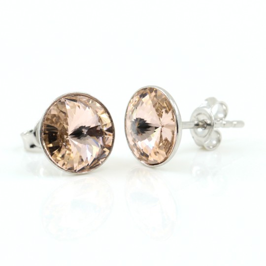 Cercei cu cristale rivoli Swarovski de 8mm Silk, argint 925 rodiat