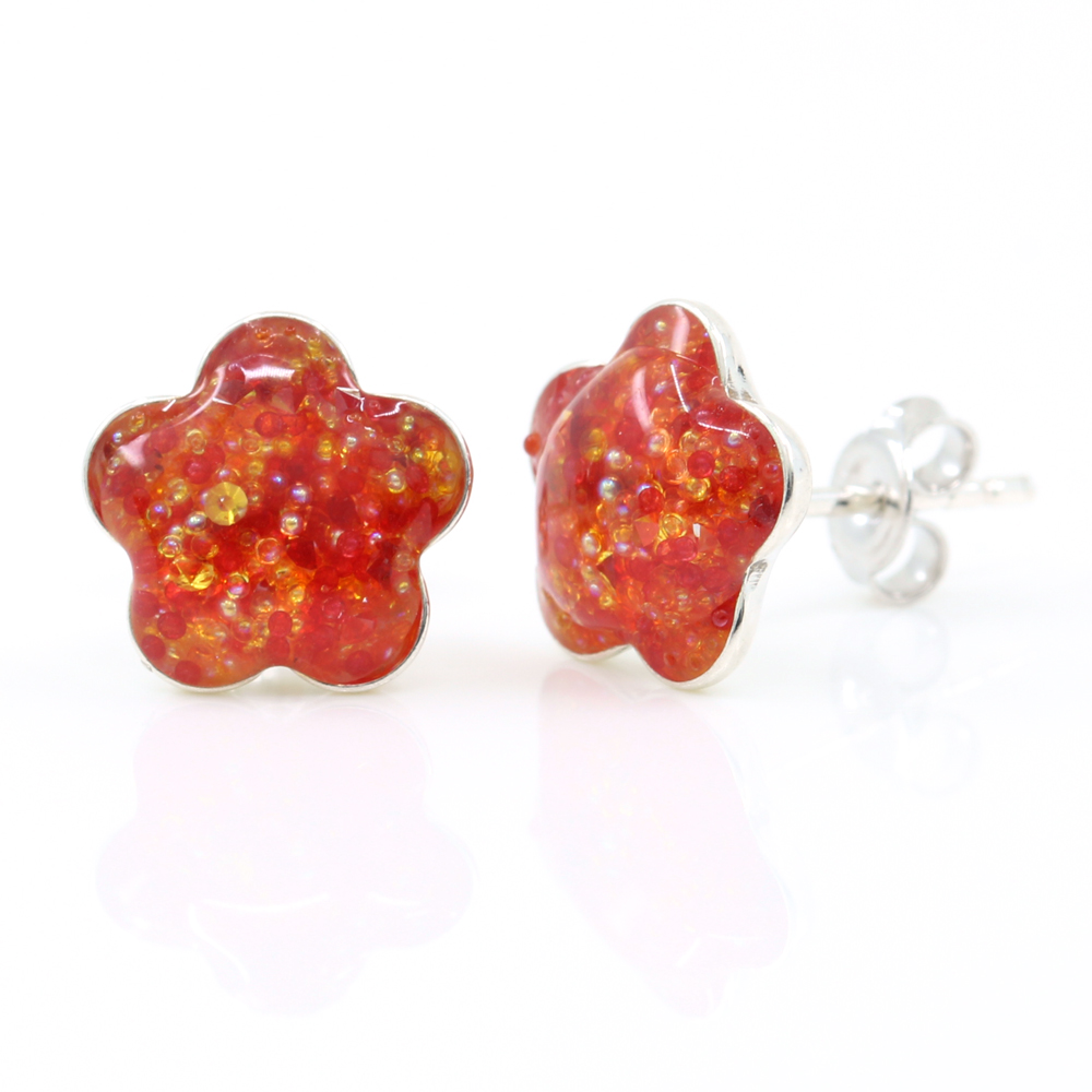 Cercei cu cristale Pixie Swarovski Fire Opal argint 925 rodiat