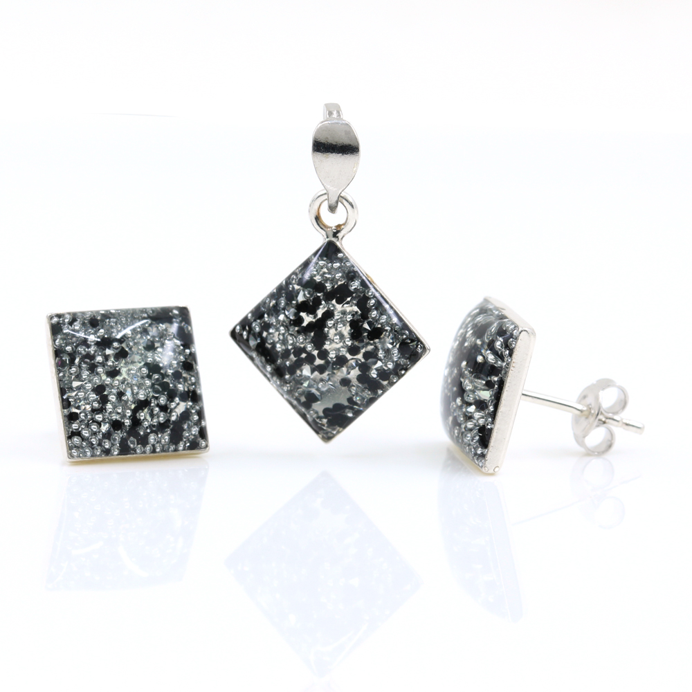 Set Cercei si pandantiv cu cristale Pixie Swarovski Starshine argint 925 rodiat