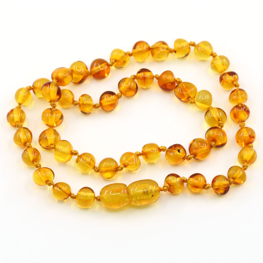 Colier copii din chihlimbar natural honey 32cm