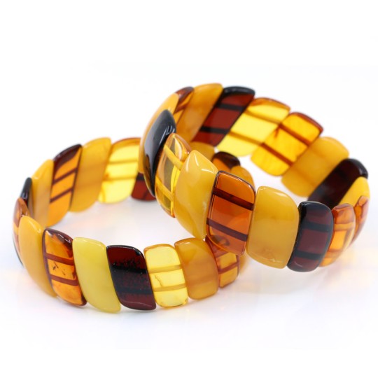 Bratara elastica din chihlimbar natural multicolor