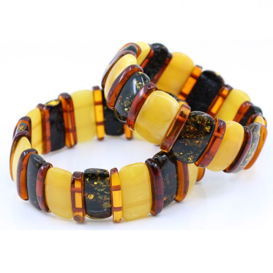 Bratara elastica din chihlimbar natural multicolor