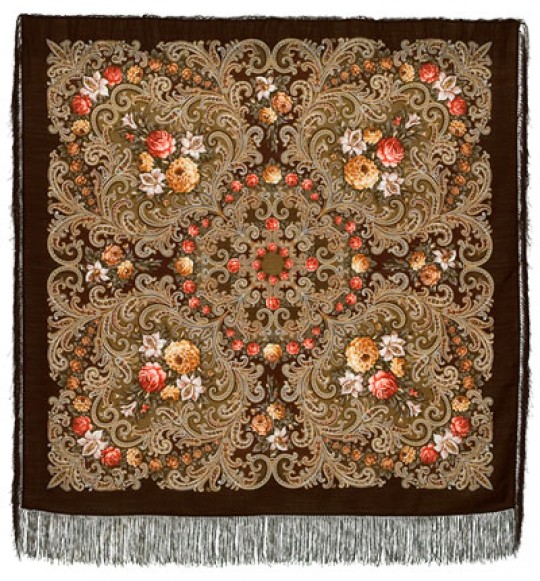 Premium shawl The mystery of the heart, wool, brown - 125x125cm