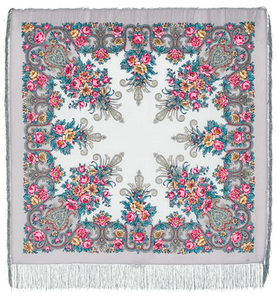 Sal premium Rococo din lana, gri, 125x125cm