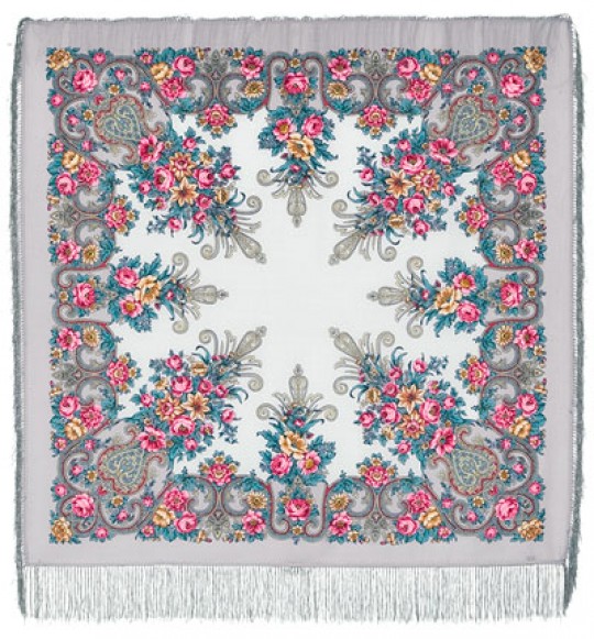 Premium shawl Rococo, wool, grey - 125x125cm