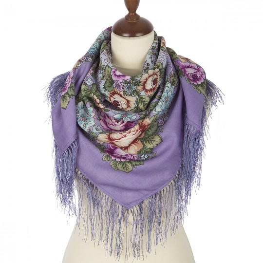 Premium scarf Airy Moods, wool, lilac mauve - 89x89cm