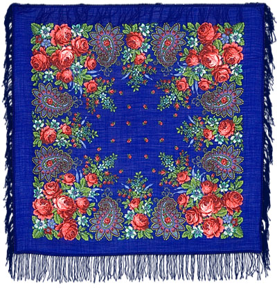 Premium scarf Southern night, wool, blue - 89x89cm