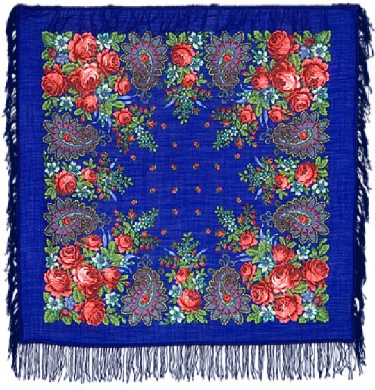 Esarfa premium Southern night din lana, albastru, 89x89cm