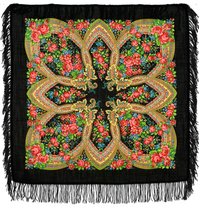 Esarfa premium Evening din lana, negru, 89x89cm