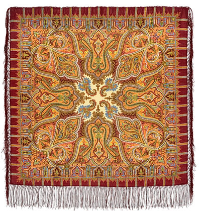 Premium scarf Saffron, wool, garnet - 89x89cm