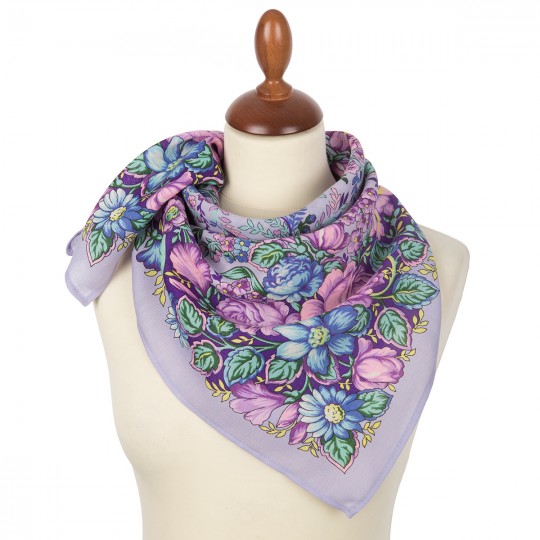 Esarfa premium Cherished Dream din lana, mov lila, 72x72cm