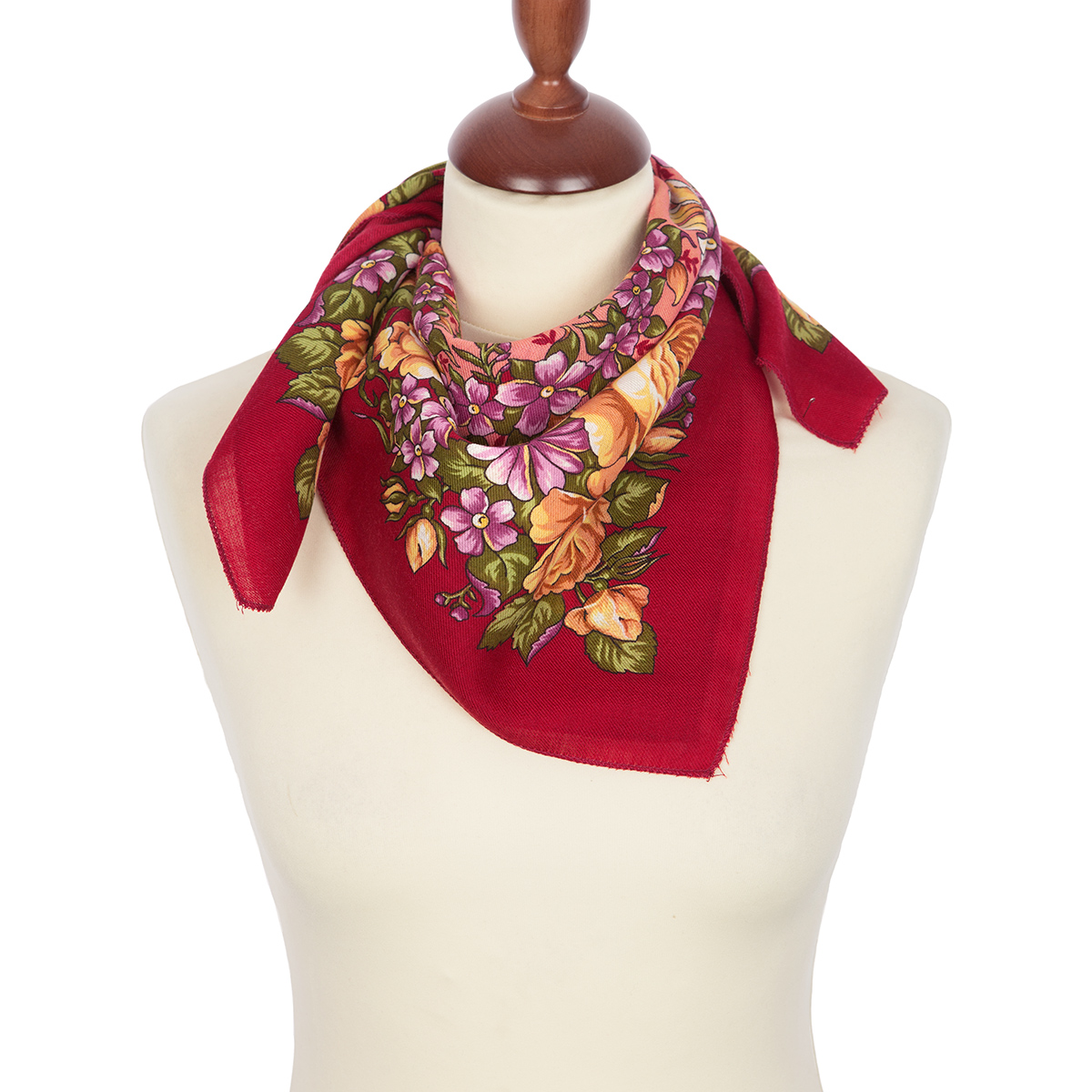 Premium scarf Fairy Dance wool, garnet - 72x72cm