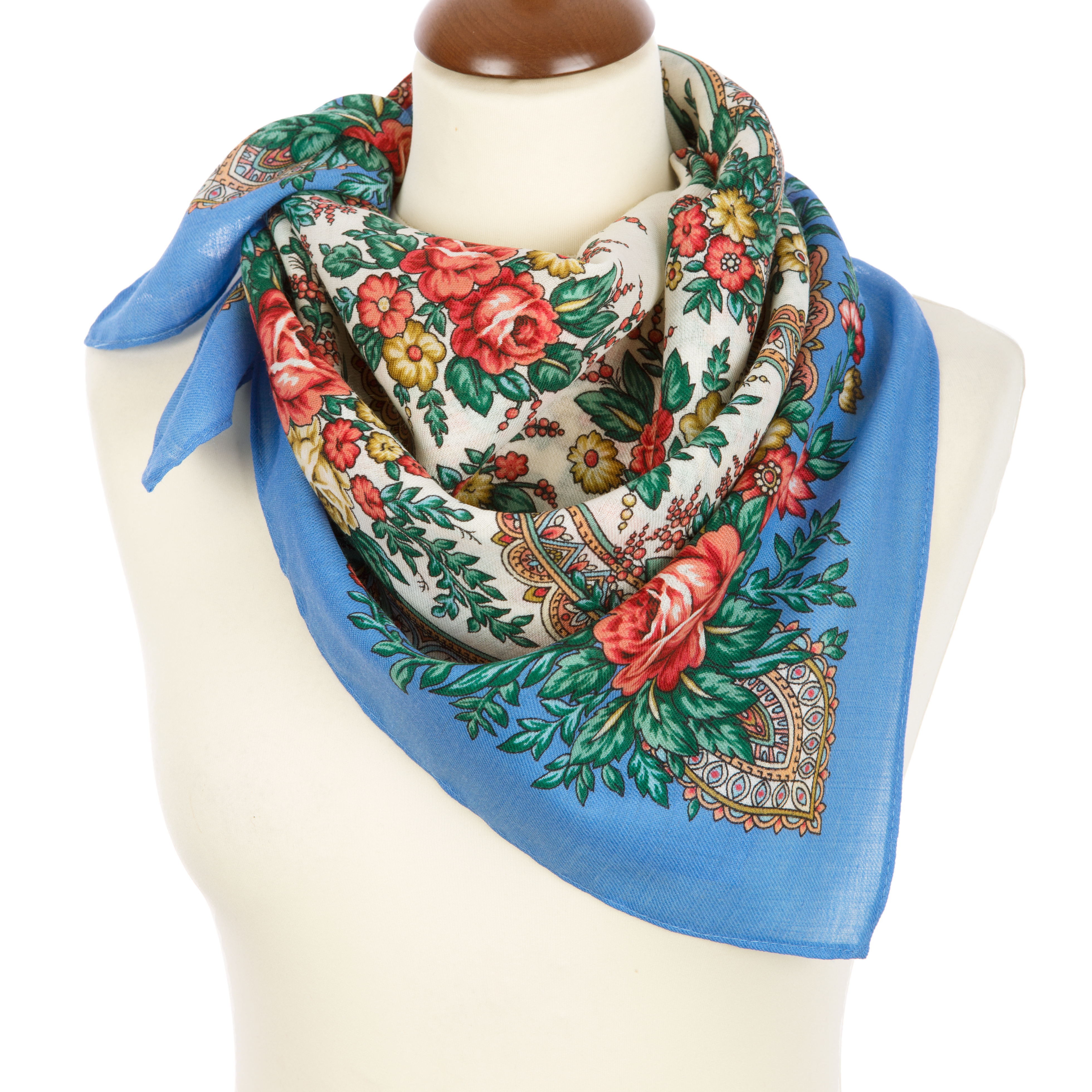 Esarfa premium Surge of Joy din lana, turcoaz, 72x72cm