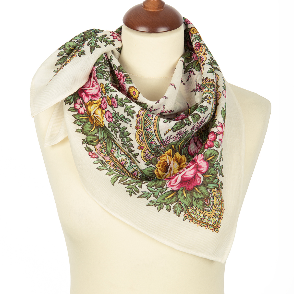 Esarfa premium Surge of Joy din lana, ivory, 72x72cm