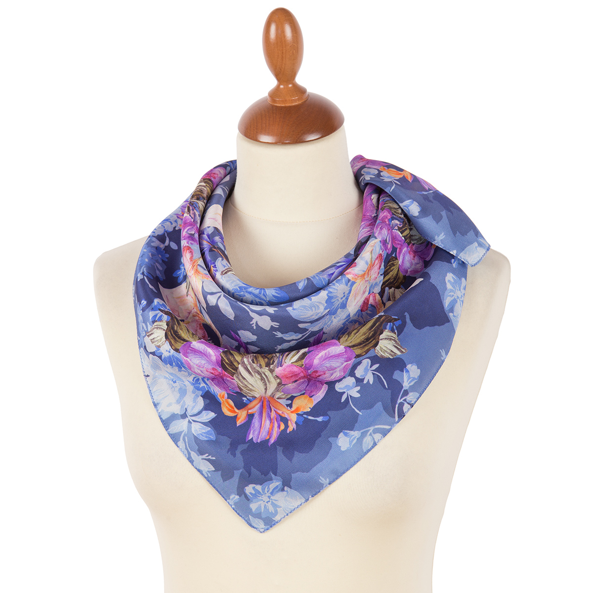 Esarfa premium Iris din matase crepe de chine, 65x65cm