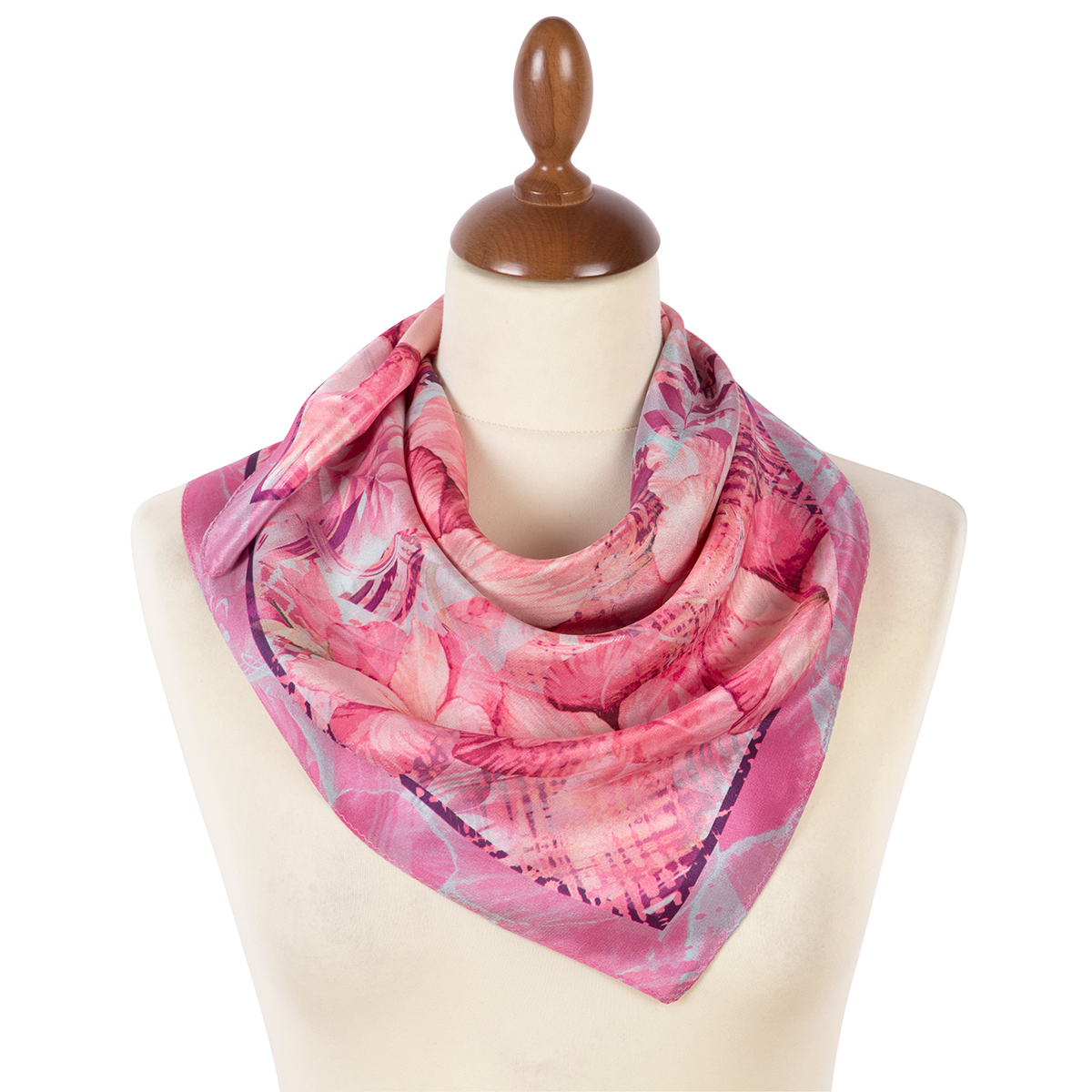 Premium scarf Astromelia, crepe de chine silk - 65x65cm