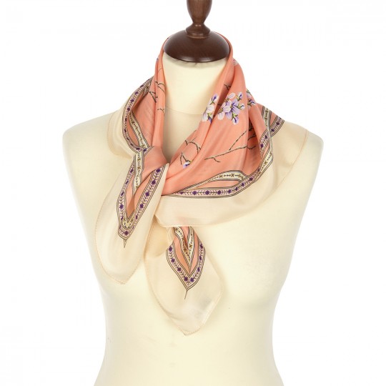 Esarfa premium Ringing Morning din matase crepe de chine, 65x65cm