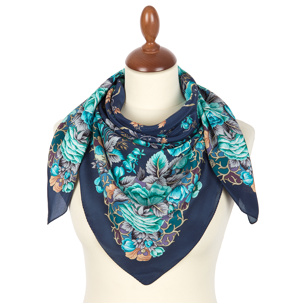 Esarfa premium Rossiyanochka din matase crepe de chine, 89x89cm