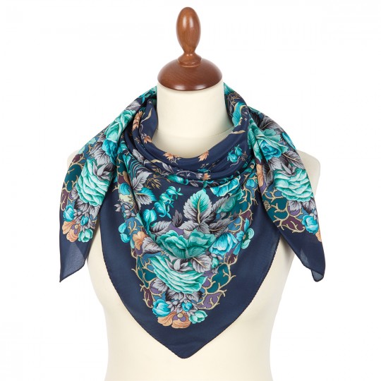 Esarfa premium Rossiyanochka din matase crepe de chine, 89x89cm