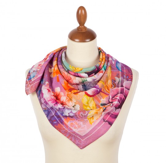 Premium scarf Hortensia, viscose - 80x80cm