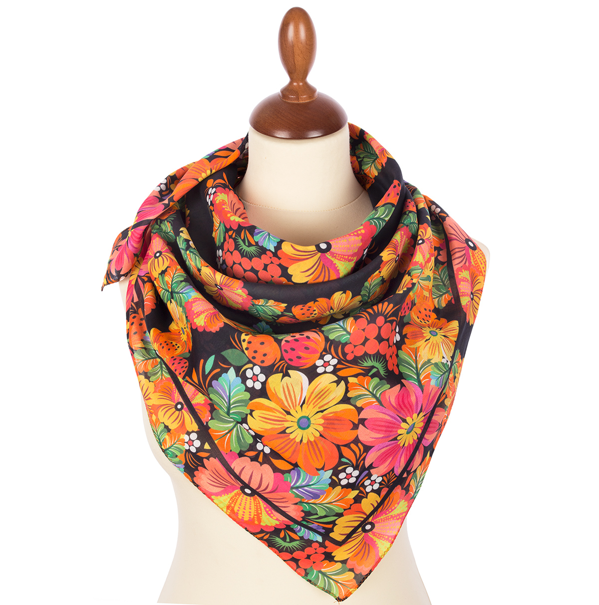 Premium scarf Floral, viscose - 80x80cm