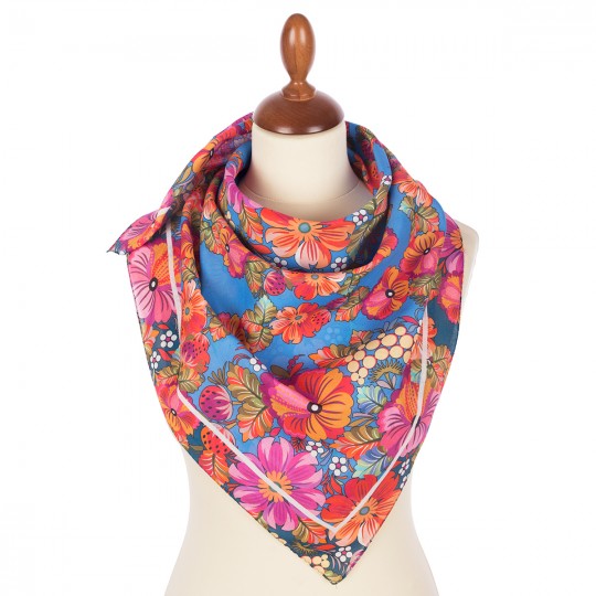 Premium scarf Floral, viscose - 80x80cm