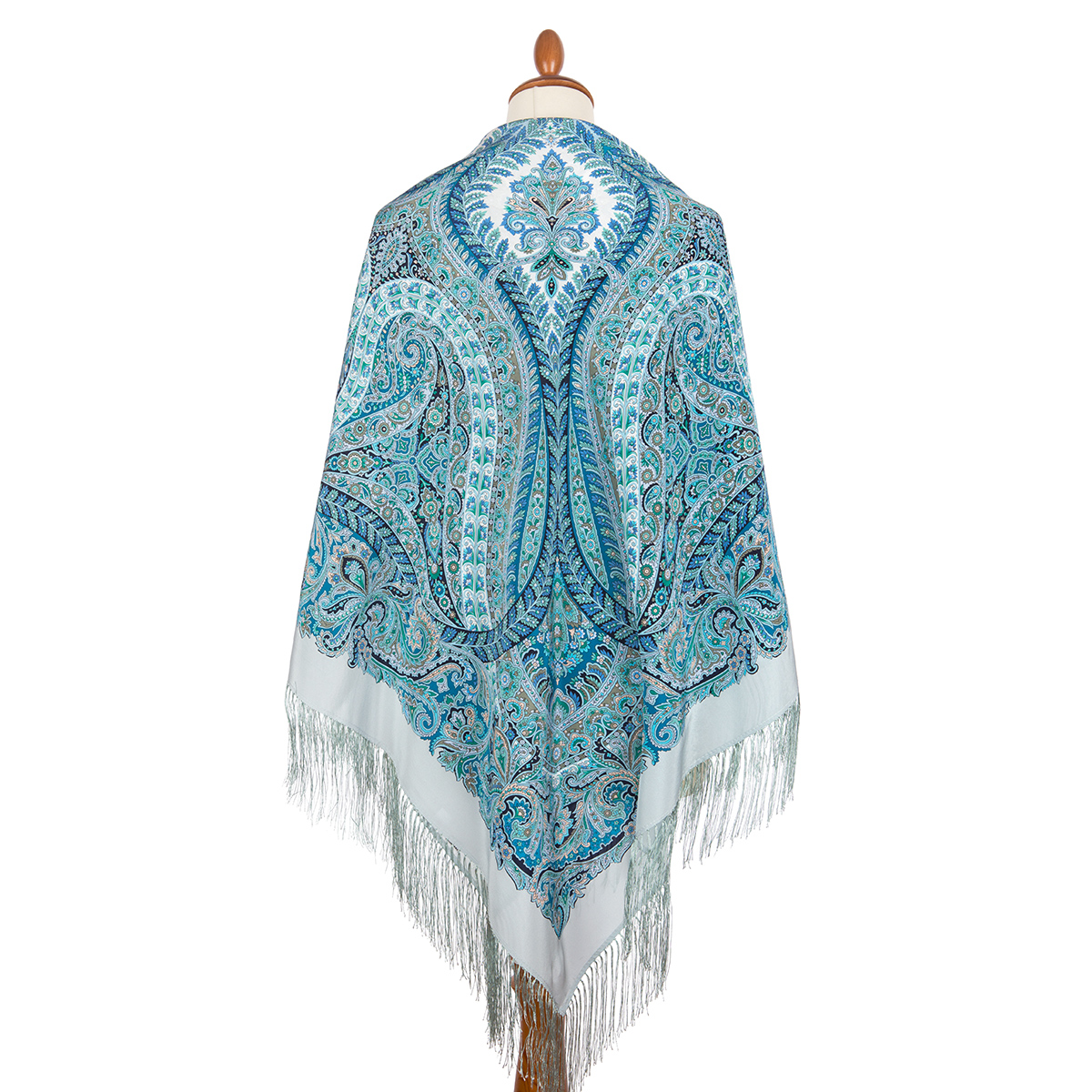 Premium shawl Magnificent Century, silk, sandy blue - 130x130cm