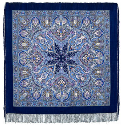 Premium shawl Spanish, wool, blue - 146x146cm