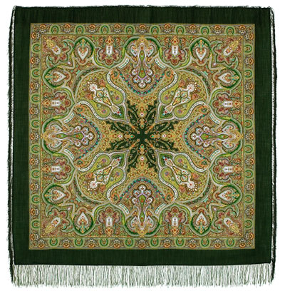 Sal premium Spanish din lana, verde intens, 146x146cm