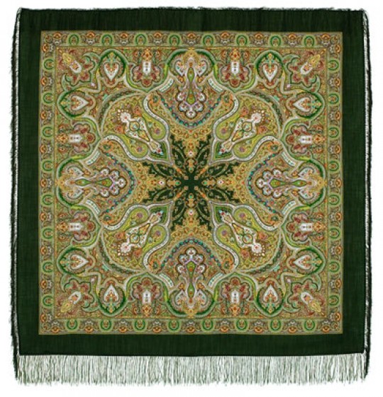 Sal premium Spanish din lana, verde intens, 146x146cm