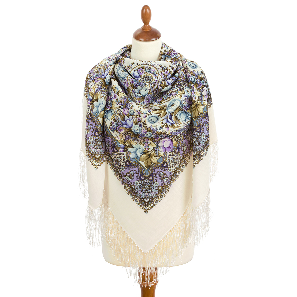 Premium shawl Foggy Morning, wool, ivory 4- 146x146cm