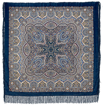 Premium shawl Precious box, wool, intense blue - 146x146cm