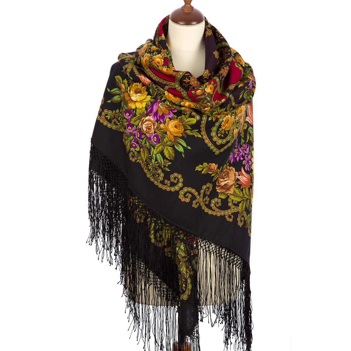 Sal premium Gypsy Aza din lana, negru 1, 148x148cm