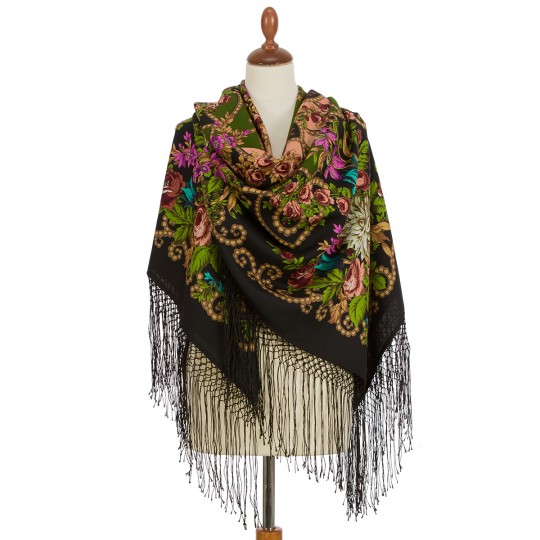 Premium shawl Gypsy Aza, wool, black 2 - 148x148cm