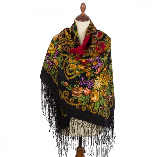 Premium shawl Gypsy Aza, wool, black 4 - 148x148cm
