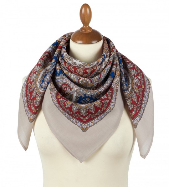 Esarfa premium Eastern Princess din lana, bej taupe, 89x89cm