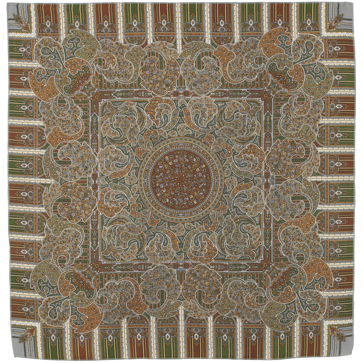 Esarfa premium Birthday din lana, gri-verde, 89x89cm