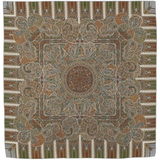 Esarfa premium Birthday din lana, gri-verde, 89x89cm