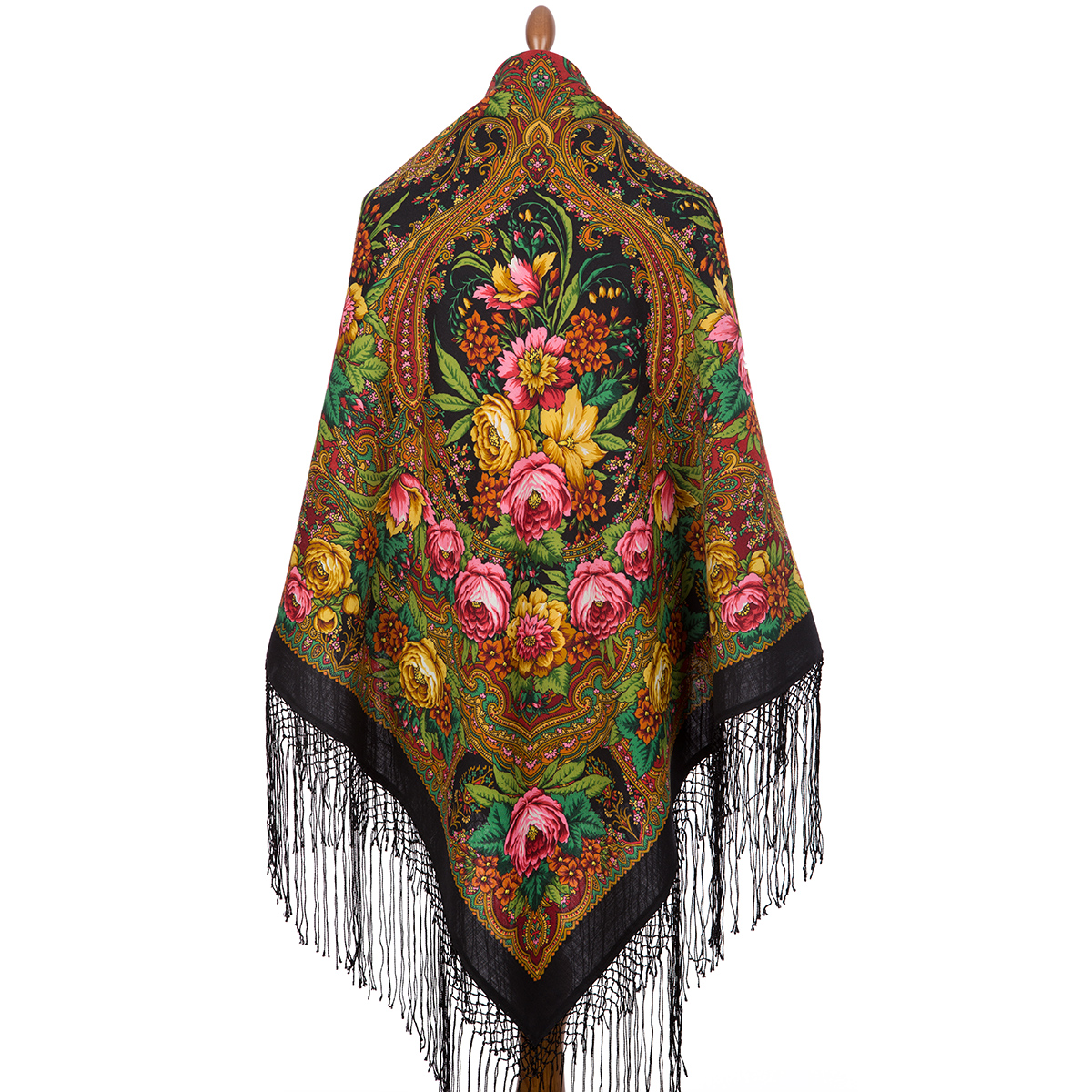 Premium shawl Lucky girl, wool, black - 148x148cm