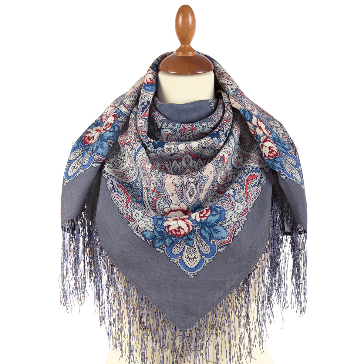 Premium scarf Evening over the Vohna, wool, grey - 89x89cm