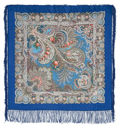 Premium scarf At the dark blue sea, wool, blue - 89x89cm