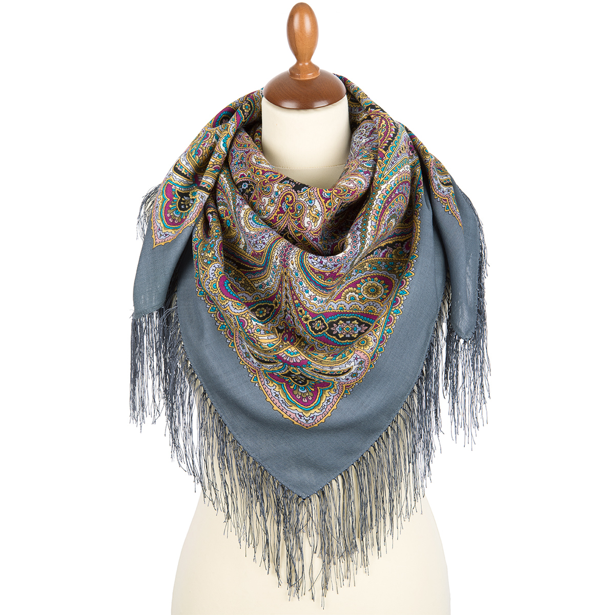 Premium scarf Townswoman, wool, grey - 89x89cm